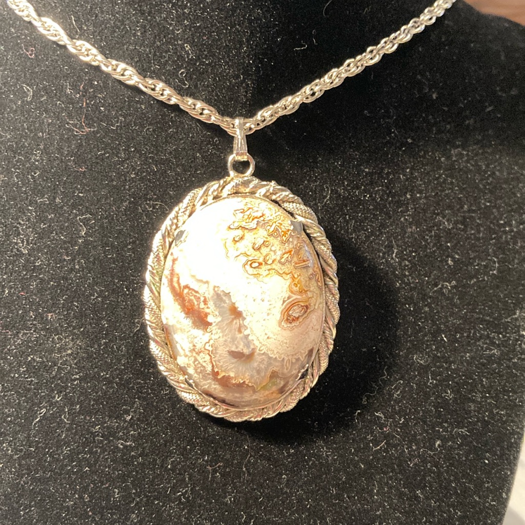 Earth Colored Agate In Silver Mounting